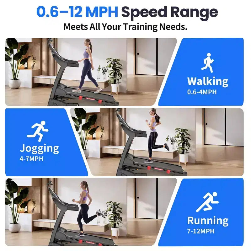 5HP Foldable Treadmill for Home w/ 20% Auto Incline&12MPH,400lbs Capacity,Portable Treadmill,Personalized Workout w/ APP,Running Walking treadmill