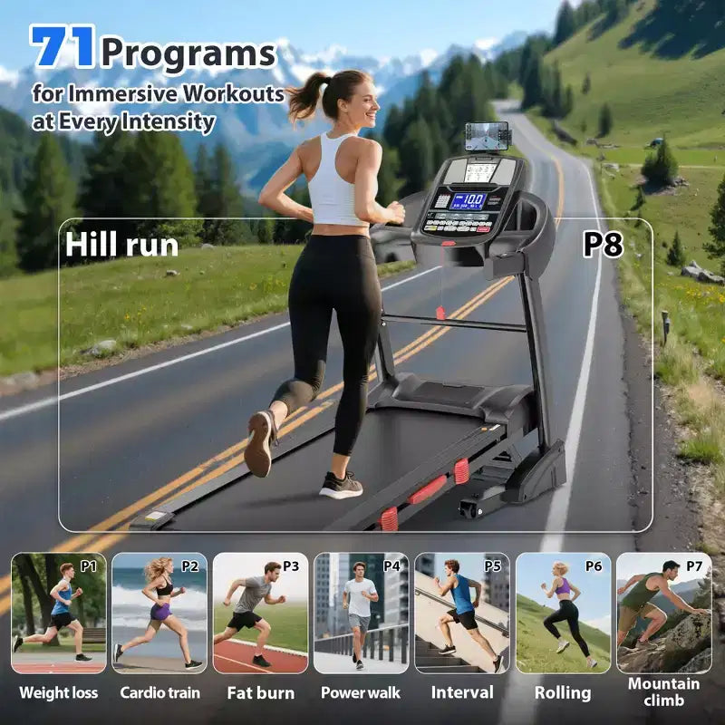 5HP Foldable Treadmill for Home w/ 20% Auto Incline&12MPH,400lbs Capacity,Portable Treadmill,Personalized Workout w/ APP,Running Walking treadmill