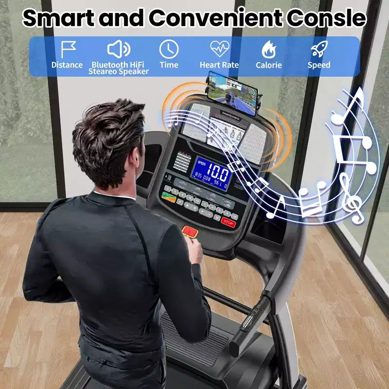 5HP Foldable Treadmill for Home w/ 20% Auto Incline&12MPH,400lbs Capacity,Portable Treadmill,Personalized Workout w/ APP,Running Walking treadmill