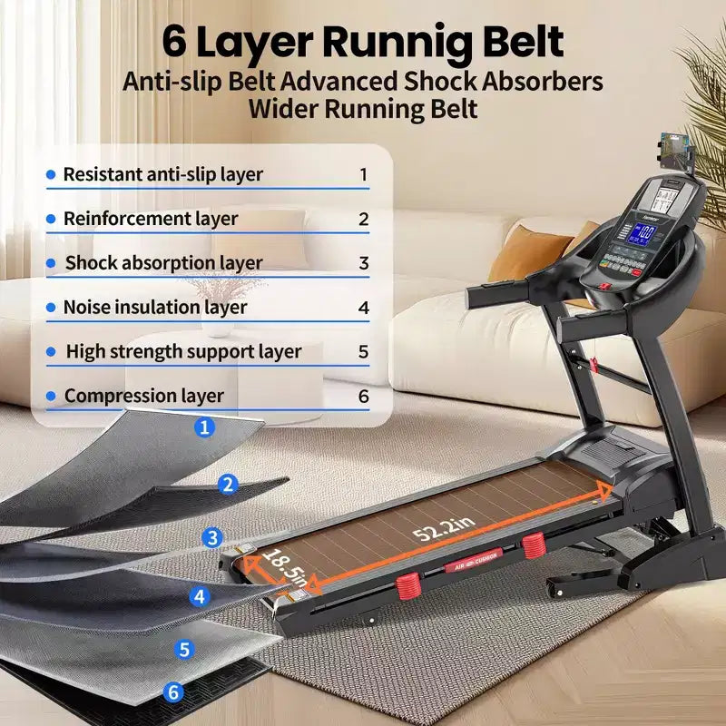 5HP Foldable Treadmill for Home w/ 20% Auto Incline&12MPH,400lbs Capacity,Portable Treadmill,Personalized Workout w/ APP,Running Walking treadmill