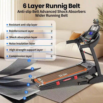 5HP Foldable Treadmill for Home w/ 20% Auto Incline&12MPH,400lbs Capacity,Portable Treadmill,Personalized Workout w/ APP,Running Walking treadmill