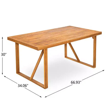 Ensemble de salle à manger d'extérieur 7 pièces en bois d'acacia avec coussins, ensemble de salle à manger de patio avec 6 chaises tressées en corde et grande table pour jardin, terrasse-Panipeachy
