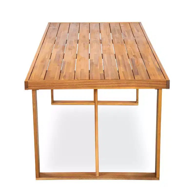 Ensemble de salle à manger d'extérieur 7 pièces en bois d'acacia avec coussins, ensemble de salle à manger de patio avec 6 chaises tressées en corde et grande table pour jardin, terrasse-Panipeachy