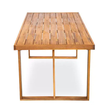 Ensemble de salle à manger d'extérieur 7 pièces en bois d'acacia avec coussins, ensemble de salle à manger de patio avec 6 chaises tressées en corde et grande table pour jardin, terrasse-Panipeachy