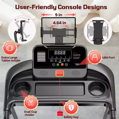 3.75HP Smart Digital Folding Exercise Machine - Electric Motorized Treadmill
