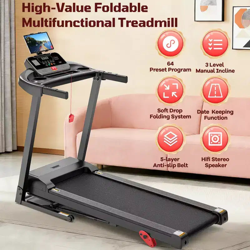 3.75HP Smart Digital Folding Exercise Machine - Electric Motorized Treadmill