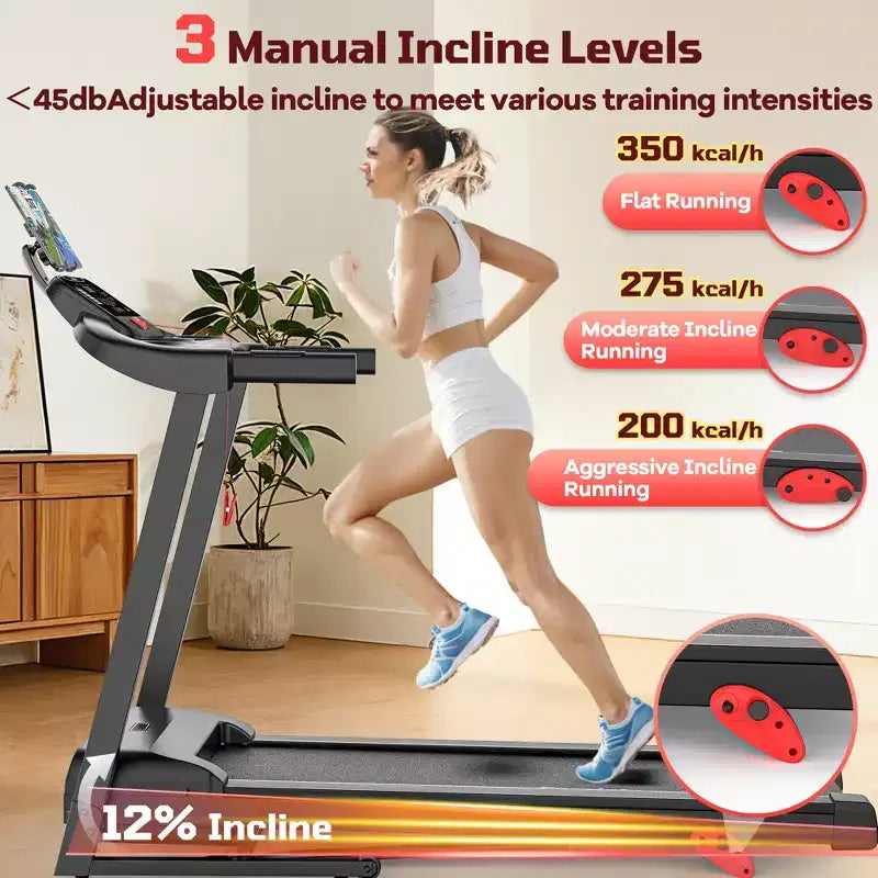3.75HP Smart Digital Folding Exercise Machine - Electric Motorized Treadmill