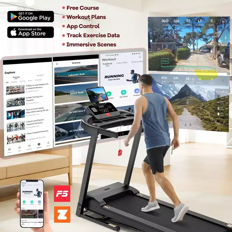 3.75HP Smart Digital Folding Exercise Machine - Electric Motorized Treadmill