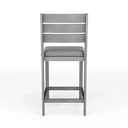 Martha Stewart Bedford 5 Piece Aluminum Patio Set, 4 Bar Stools with Cushions, 35.5 Square Patio Table