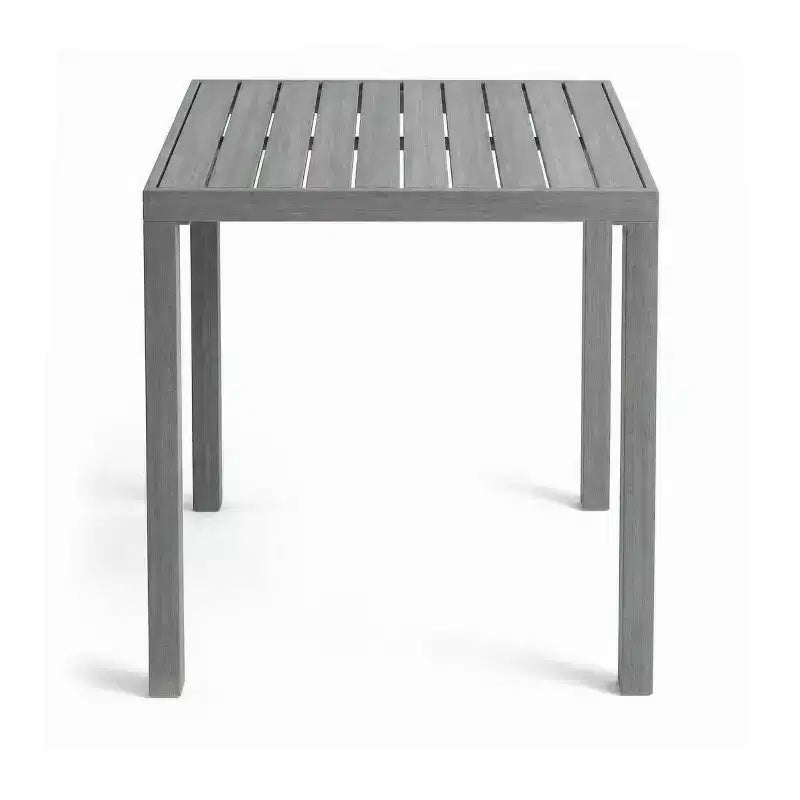 Martha Stewart Bedford 5 Piece Aluminum Patio Set, 4 Bar Stools with Cushions, 35.5 Square Patio Table
