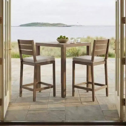 Martha Stewart Bedford 5 Piece Aluminum Patio Set, 4 Bar Stools with Cushions, 35.5 Square Patio Table