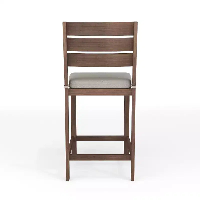 Martha Stewart Bedford 5 Piece Aluminum Patio Set, 4 Bar Stools with Cushions, 35.5 Square Patio Table