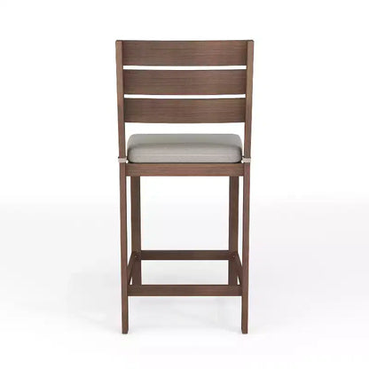 Martha Stewart Bedford 5 Piece Aluminum Patio Set, 4 Bar Stools with Cushions, 35.5 Square Patio Table