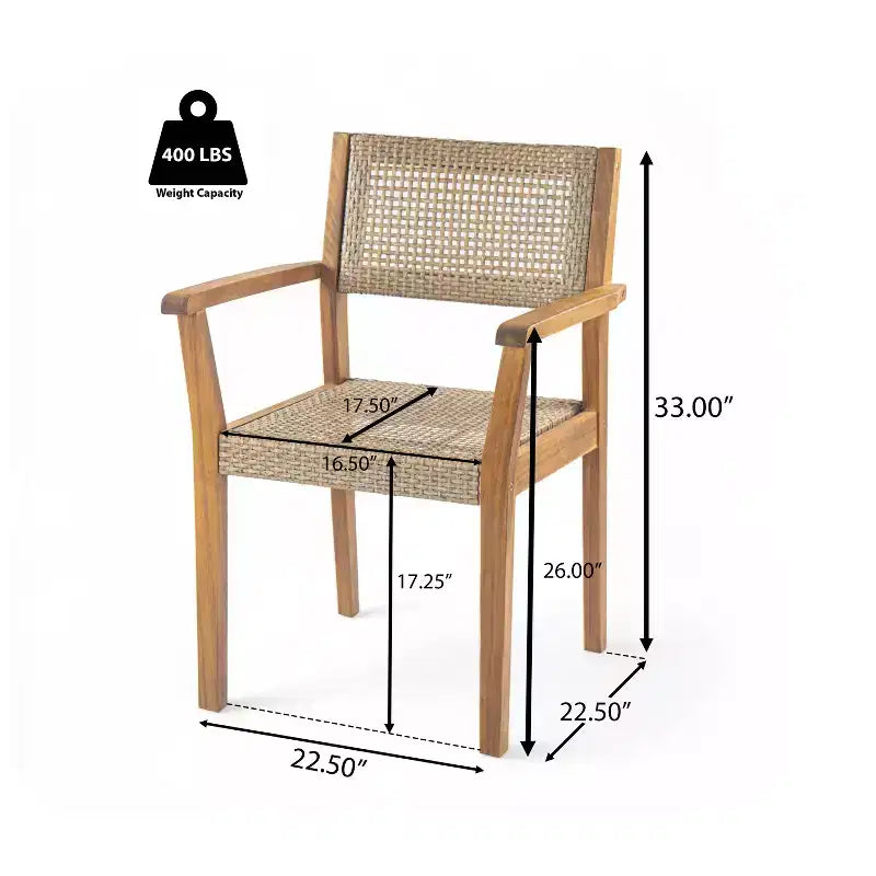 Christopher Knight Home Lucian Ensemble repas 5 pièces de jardin style ferme en bois d'acacia et osier avec coussins et table à lattes