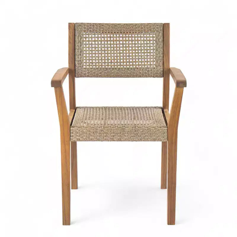 Christopher Knight Home Lucian Ensemble repas 5 pièces de jardin style ferme en bois d'acacia et osier avec coussins et table à lattes