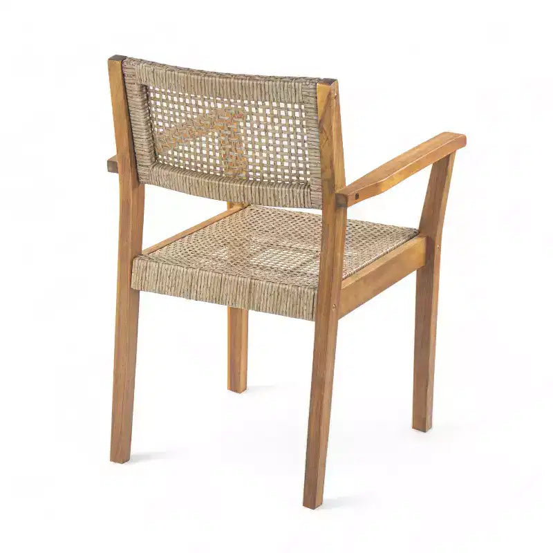 Christopher Knight Home Lucian Ensemble repas 5 pièces de jardin style ferme en bois d'acacia et osier avec coussins et table à lattes