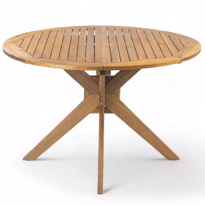 Christopher Knight Home Lucian Ensemble repas 5 pièces de jardin style ferme en bois d'acacia et osier avec coussins et table à lattes