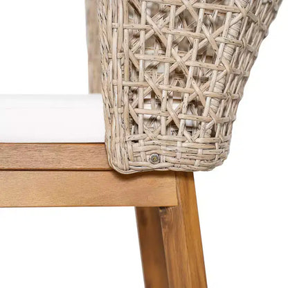 Christopher Knight Home Rohan Modern 3 Piece Acacia Patio Dining Chairs with Natural Wicker and Bistro Table
