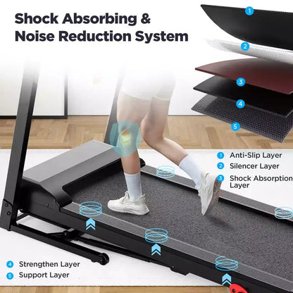 3.75HP Folding Treadmill for Home w/ Incline 300LB Capacity,Portable Walking Running Treadmill,71 Program,7.5MPH Fast Speed,Wide Shock Absorption Belt