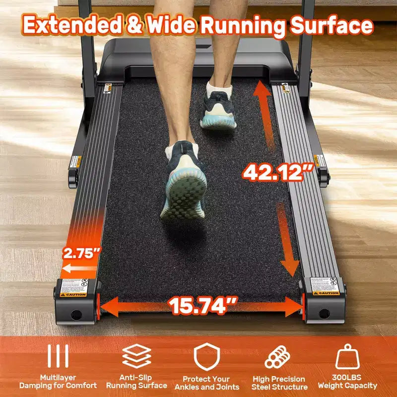 3.5HP Folding Treadmill for Home w/ incline&71 Workouts, 300 lbs Capacity Treadmill,APP w/ Free Train Courses,Dual HiFi Speakers,Exercise Equipment