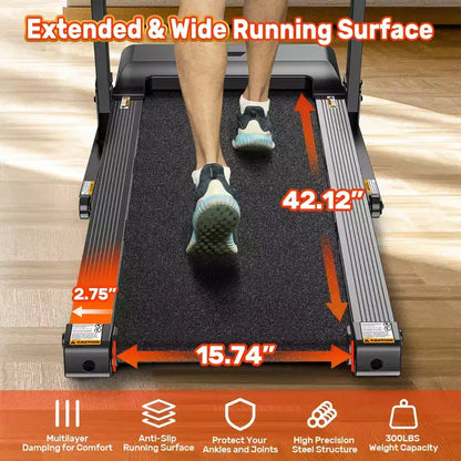 3.5HP Folding Treadmill for Home w/ incline&71 Workouts, 300 lbs Capacity Treadmill,APP w/ Free Train Courses,Dual HiFi Speakers,Exercise Equipment