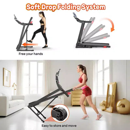 3.5HP Folding Treadmill for Home w/ incline&71 Workouts, 300 lbs Capacity Treadmill,APP w/ Free Train Courses,Dual HiFi Speakers,Exercise Equipment