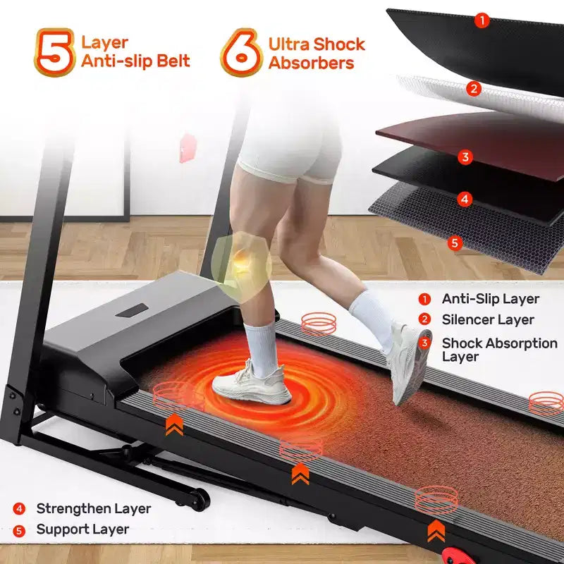 3.5HP Folding Treadmill for Home w/ incline&71 Workouts, 300 lbs Capacity Treadmill,APP w/ Free Train Courses,Dual HiFi Speakers,Exercise Equipment