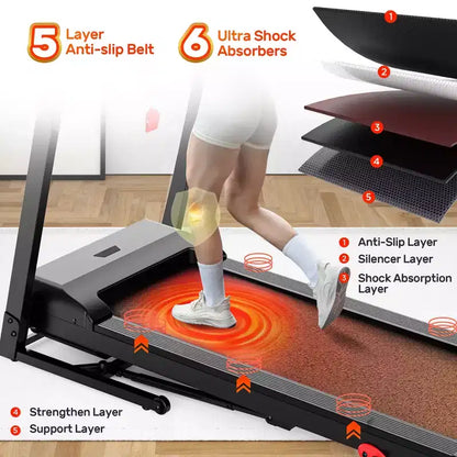 3.5HP Folding Treadmill for Home w/ incline&71 Workouts, 300 lbs Capacity Treadmill,APP w/ Free Train Courses,Dual HiFi Speakers,Exercise Equipment