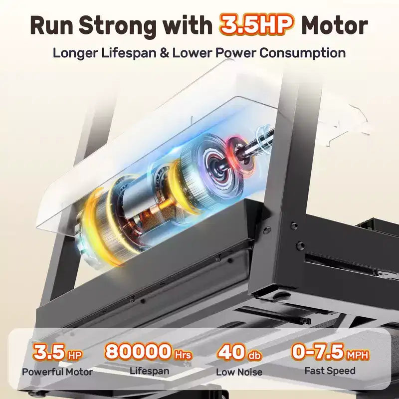 3.5HP Folding Treadmill for Home w/ incline&71 Workouts, 300 lbs Capacity Treadmill,APP w/ Free Train Courses,Dual HiFi Speakers,Exercise Equipment
