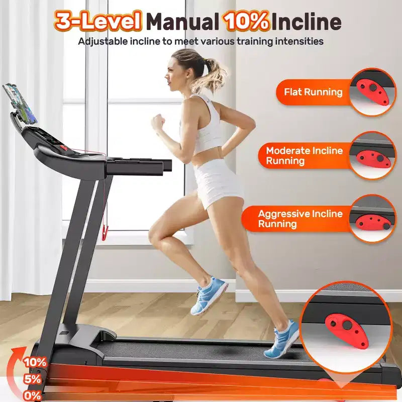 3.5HP Folding Treadmill for Home w/ incline&71 Workouts, 300 lbs Capacity Treadmill,APP w/ Free Train Courses,Dual HiFi Speakers,Exercise Equipment