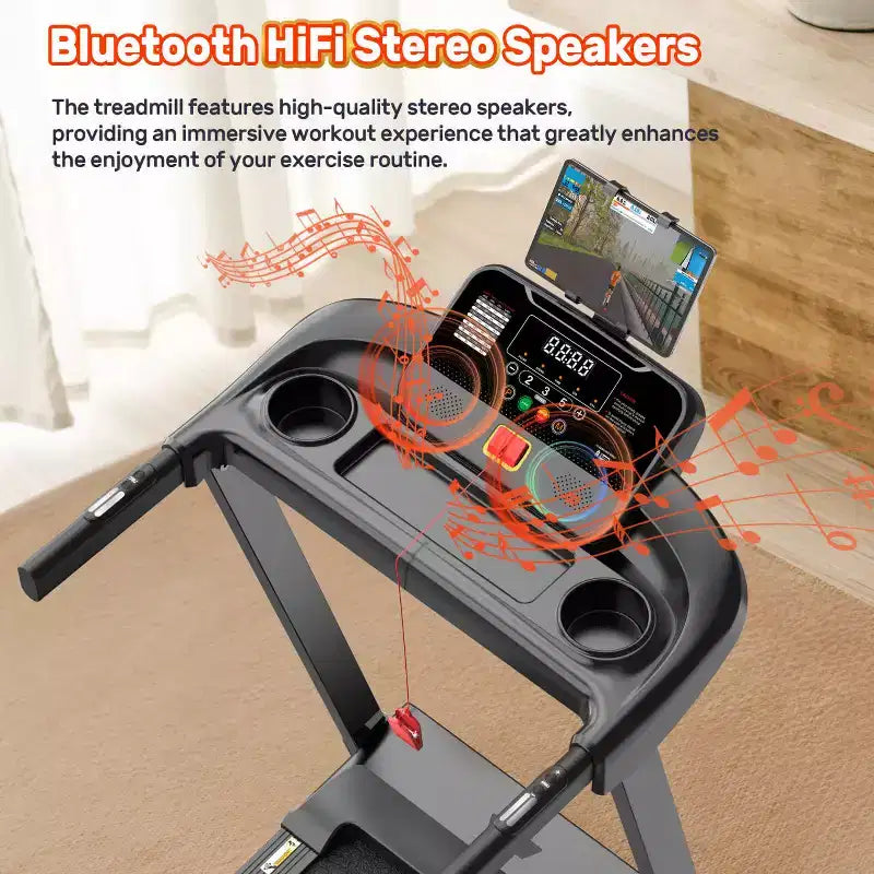 3.5HP Folding Treadmill for Home w/ incline&71 Workouts, 300 lbs Capacity Treadmill,APP w/ Free Train Courses,Dual HiFi Speakers,Exercise Equipment