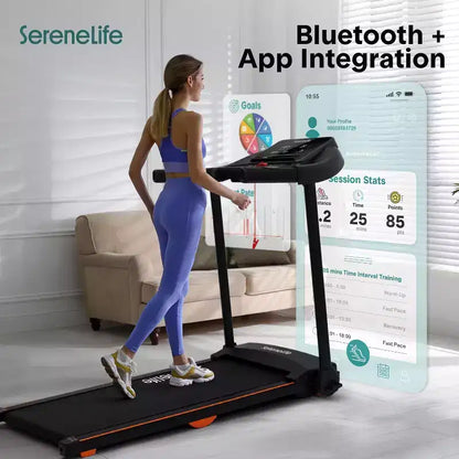 SereneLife Foldable Smart Digital Treadmill - 12 Preset Programs (SLFTRD40BT)