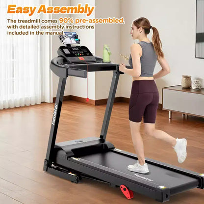 3.55HP Treadmill clearance w/10% Incline 320lb Capacity,Foldable Home 7.5MPH Treadmill,71 Smart Program, APP Control Jogging Walking w/ Free Knee Pads