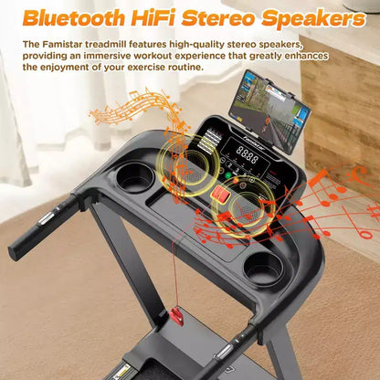 3.55HP Treadmill clearance w/10% Incline 320lb Capacity,Foldable Home 7.5MPH Treadmill,71 Smart Program, APP Control Jogging Walking w/ Free Knee Pads