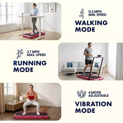 Squatz 2-in-1 Walking Pad with Vibration Plates and Handlebar  Pink