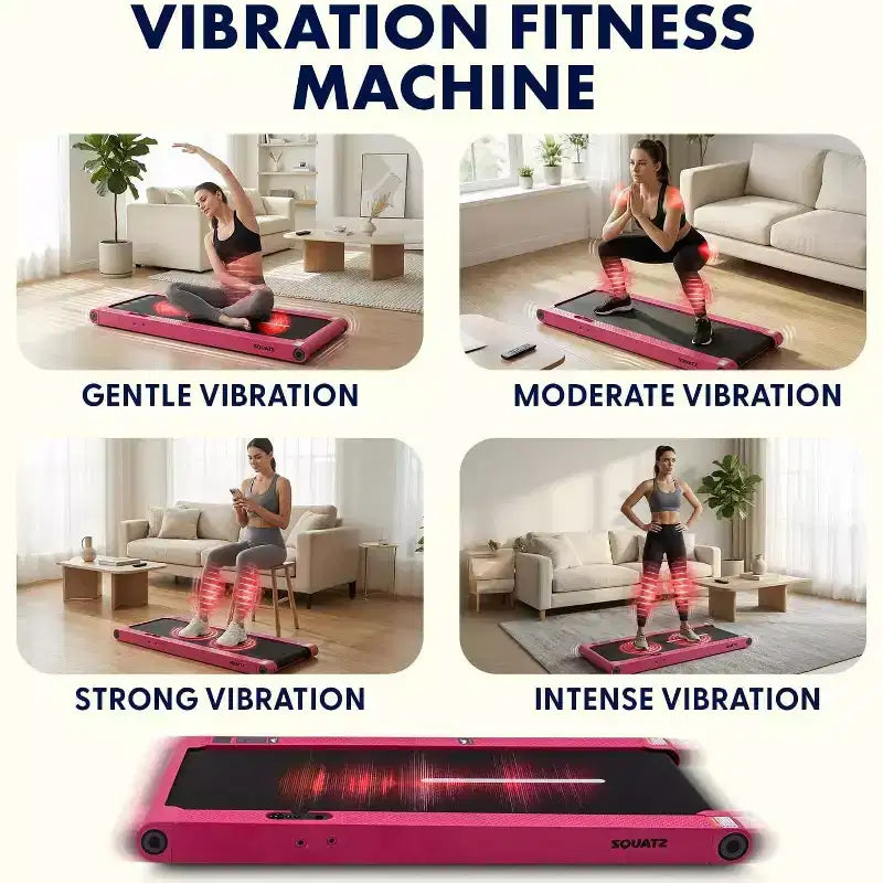 Squatz 2-in-1 Walking Pad with Vibration Plates and Handlebar  Pink
