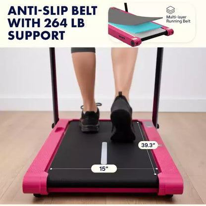 Squatz 2-in-1 Walking Pad with Vibration Plates and Handlebar  Pink