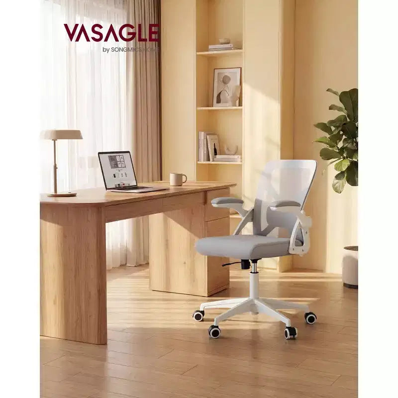 VASAGLE Ergonomic Mesh Office Chair with Adjustable Lumbar Support, 90-105 Tilt Function, Wide Seat, FlipUp Armrests