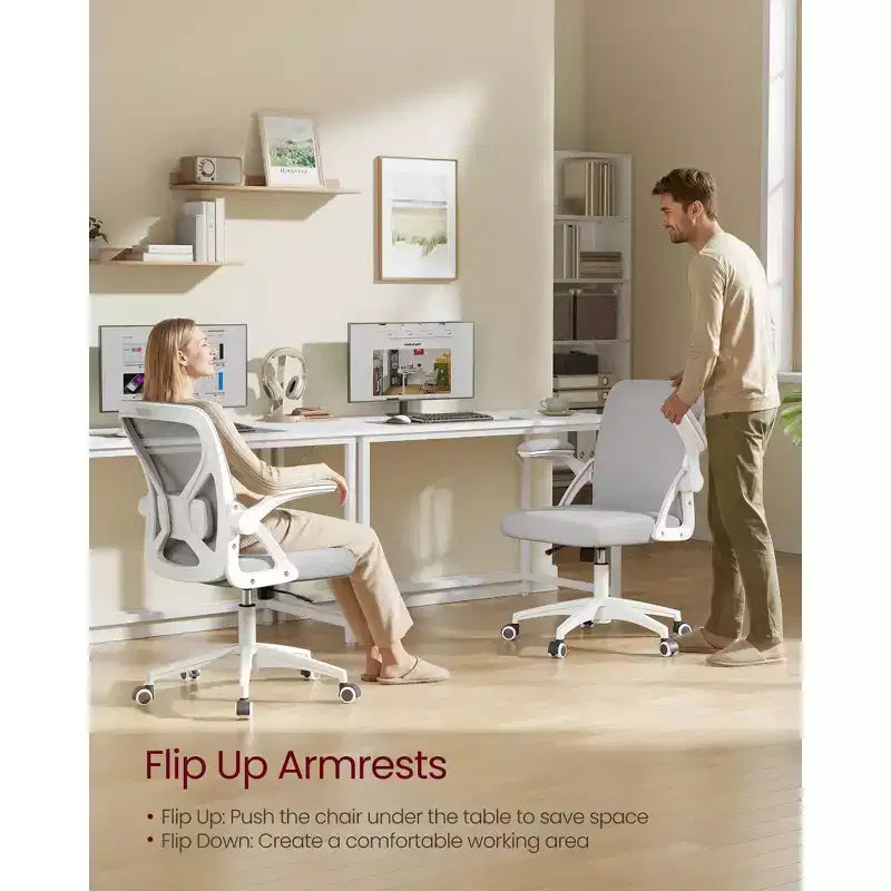 VASAGLE Ergonomic Mesh Office Chair with Adjustable Lumbar Support, 90-105 Tilt Function, Wide Seat, FlipUp Armrests