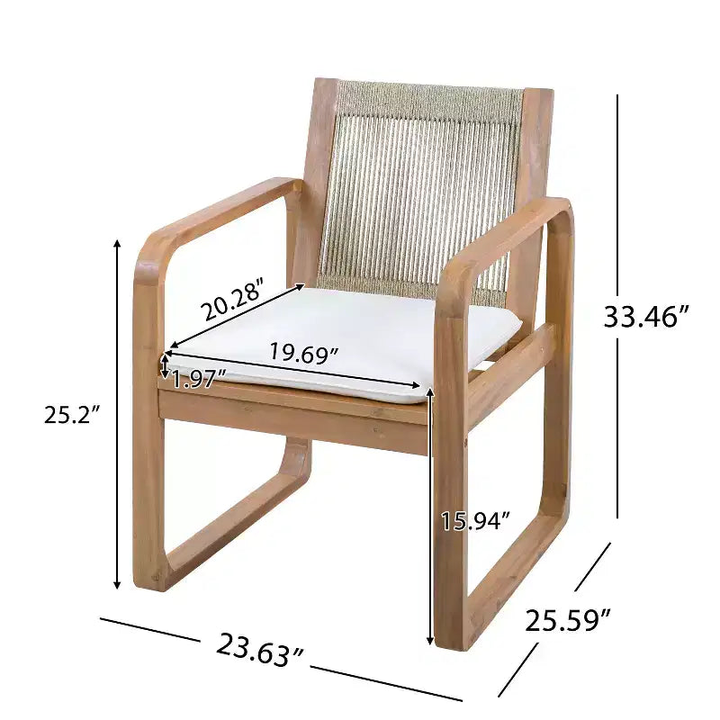 Christopher Knight Home Chasel Patio Modern Acacia Wood 5-Piece Dining Set with 4 Rope Dining Chairs