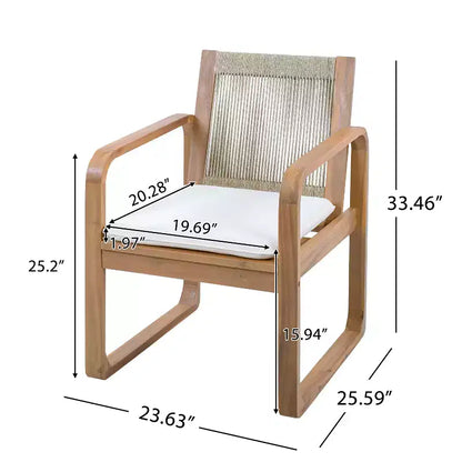 Christopher Knight Home Chasel Patio Modern Acacia Wood 5-Piece Dining Set with 4 Rope Dining Chairs