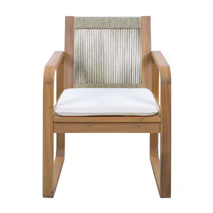 Christopher Knight Home Chasel Patio Modern Acacia Wood 5-Piece Dining Set with 4 Rope Dining Chairs