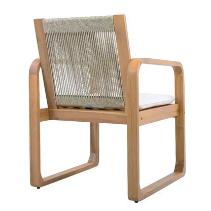 Christopher Knight Home Chasel Patio Modern Acacia Wood 5-Piece Dining Set with 4 Rope Dining Chairs
