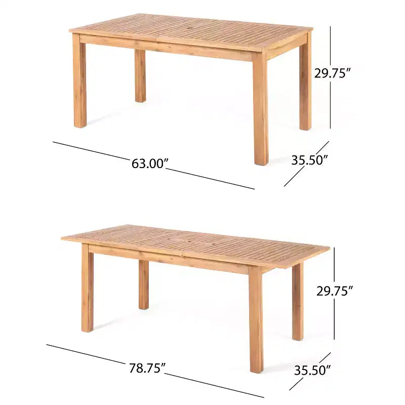 Ensemble de salle à manger 7 pièces Christopher Knight Home Lan Farmhouse en bois d'acacia avec table extensible et motif en osier