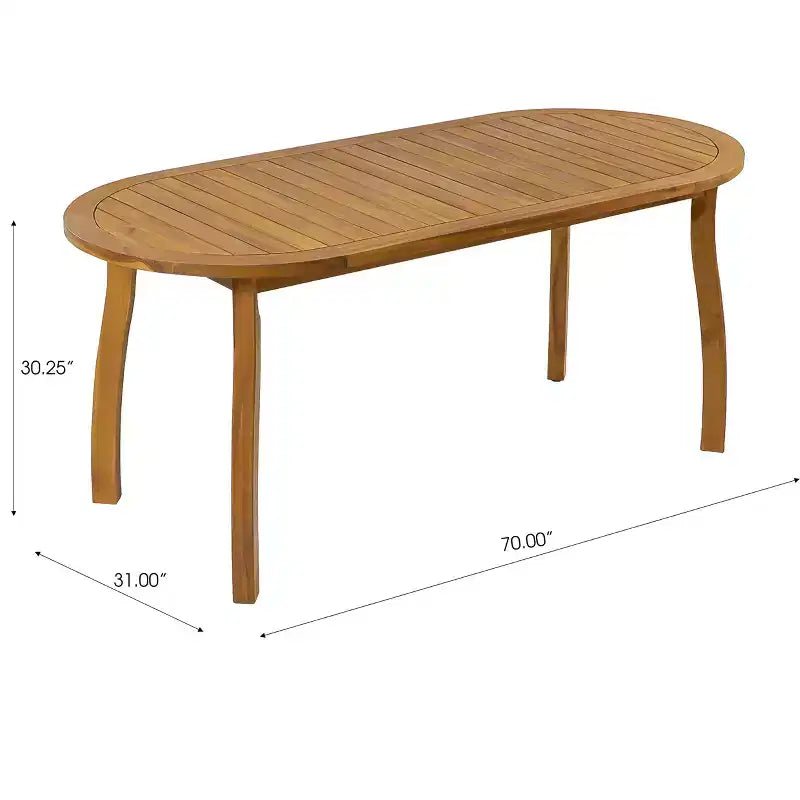 Christopher Knight Home Hanh Modern 7 Piece Acacia Wood Patio Dining Set with Slatted Table and Rope Design