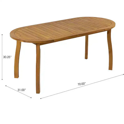 Christopher Knight Home Hanh Modern 7 Piece Acacia Wood Patio Dining Set with Slatted Table and Rope Design