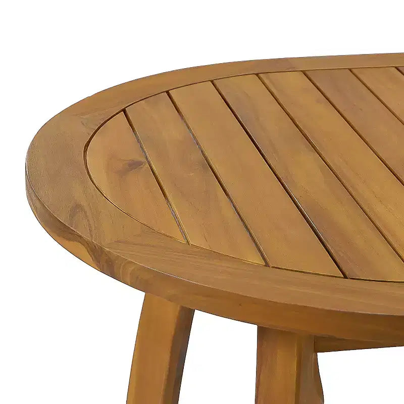 Christopher Knight Home Hanh Modern 7 Piece Acacia Wood Patio Dining Set with Slatted Table and Rope Design