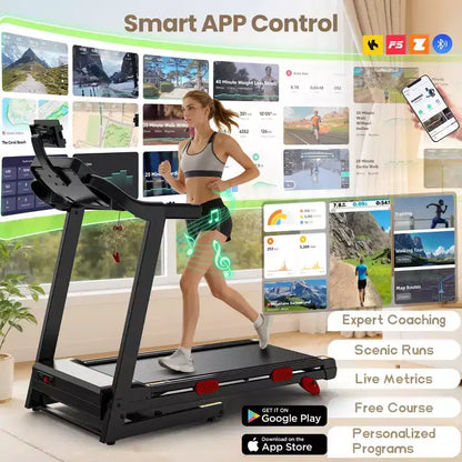 Folding Treadmill with 10% Incline for Home, Quiet Brushless Motor, 330 lb Capacity, App Control