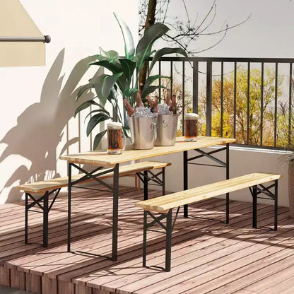 Table de pique-nique et banc portable de 1,80 m, table à manger pliante en bois pour camping, terrasse et activités de jardin