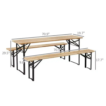 Table de pique-nique et banc portable de 1,80 m, table à manger pliante en bois pour camping, terrasse et activités de jardin